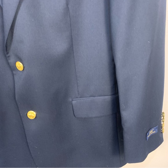 Brooks Brothers “346” Gold Button Navy Blue Wool Logo Sports Blazer Coat Jacket - Picture 9 of 15